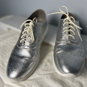 Cole Haan ZeroGrand Silver Oxfords Womens size 10 Comfortable